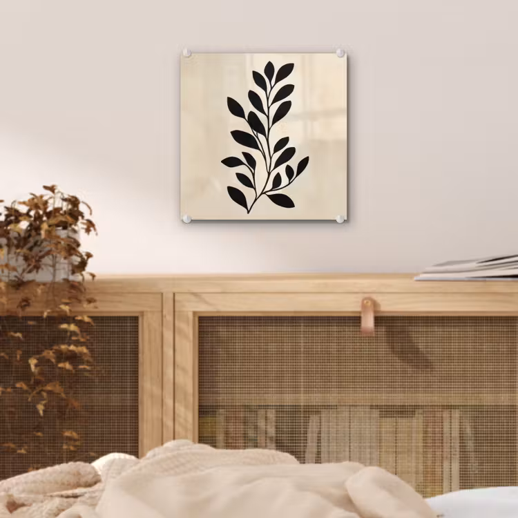 Minimalistisch - Tak - Bladeren - Zwart plexiglas 5mm klein -sfeer4