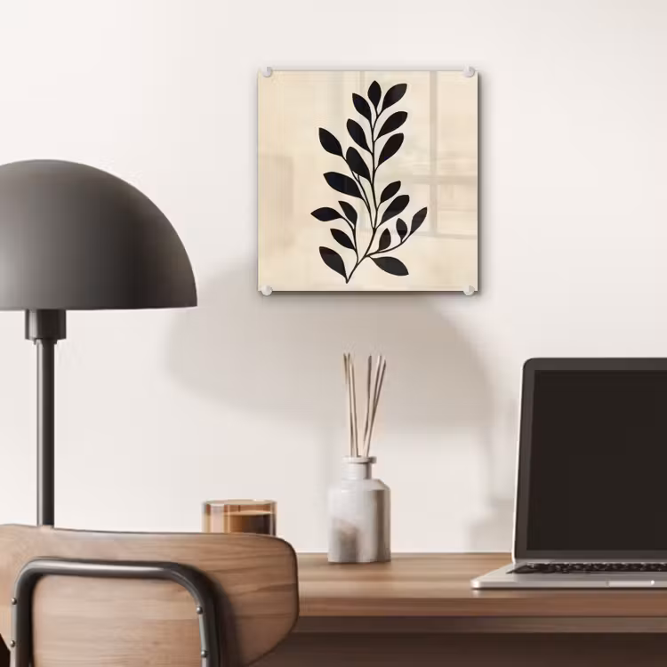 Minimalistisch - Tak - Bladeren - Zwart plexiglas 5mm klein -sfeer6