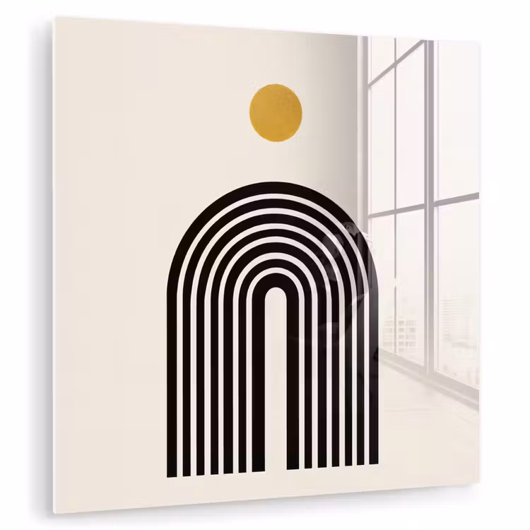 Minimalistisch - Zwarte boog - Gouden cirkel plexiglas 5mm klein -zzzproduct_nieuw