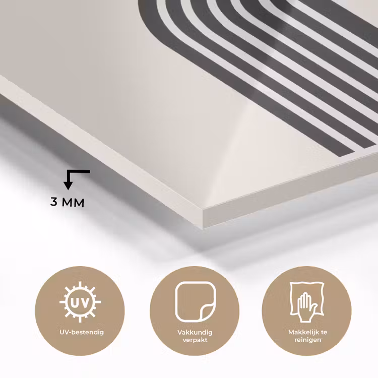 Minimalistisch - Zwarte boog - Gouden cirkel plexiglas 5mm klein -sfeer2