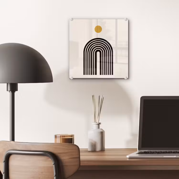 Minimalistisch - Zwarte boog - Gouden cirkel plexiglas 5mm klein -sfeer6