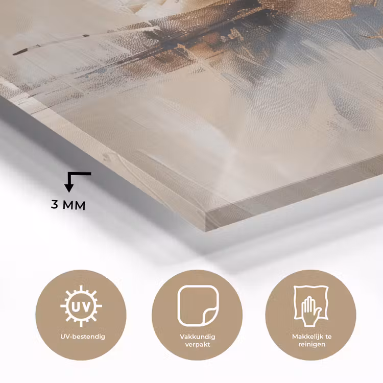 Modern - Bruin - Abstract - Beige plexiglas 5mm klein -sfeer2