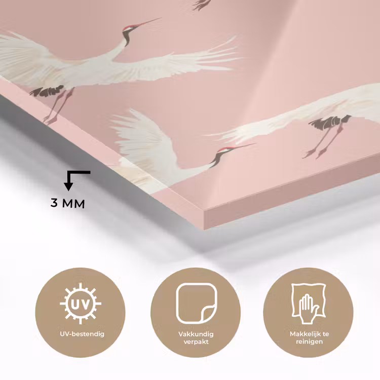 Modern - Kraanvogels - Roze plexiglas 5mm klein 11 -sfeer2