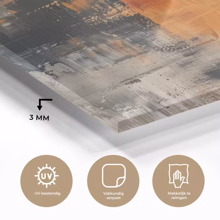 Moderne kunst - Abstract - Goud - Grijs plexiglas 5mm klein -sfeer2