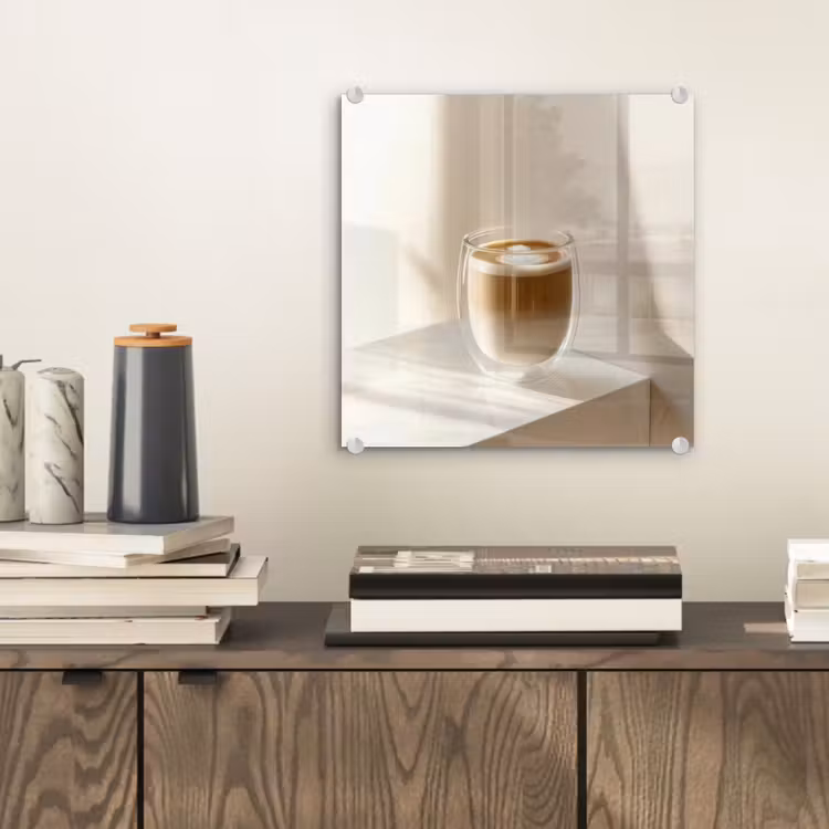 Mok - Latte - Minimalistisch - Schaduw plexiglas 5mm klein -sfeer1