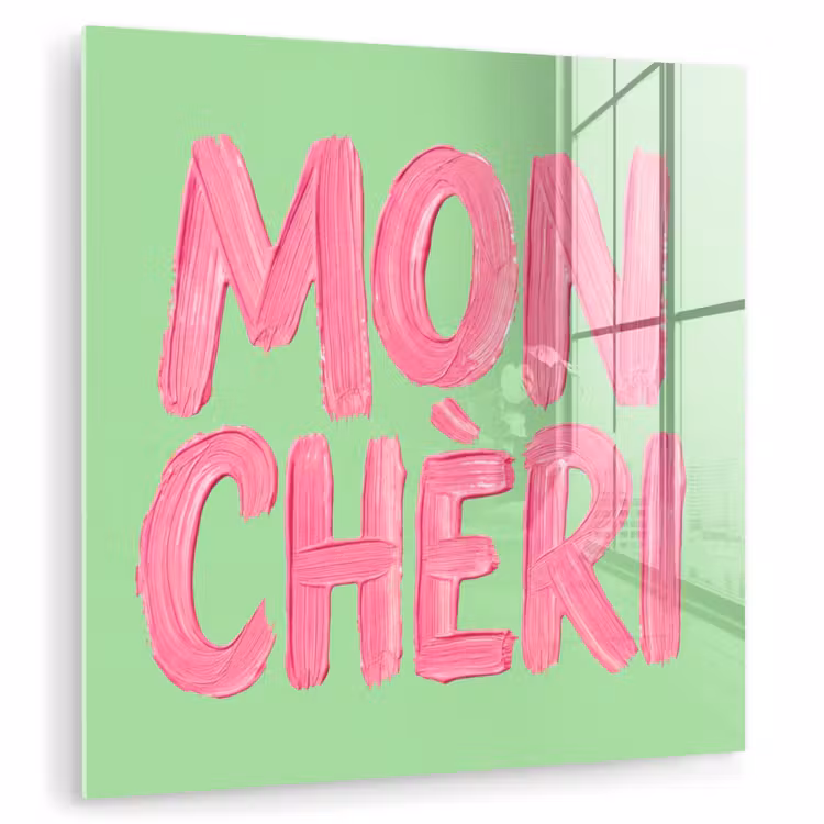 Mon cheri - Groen - Roze plexiglas 5mm klein -zzzproduct_nieuw