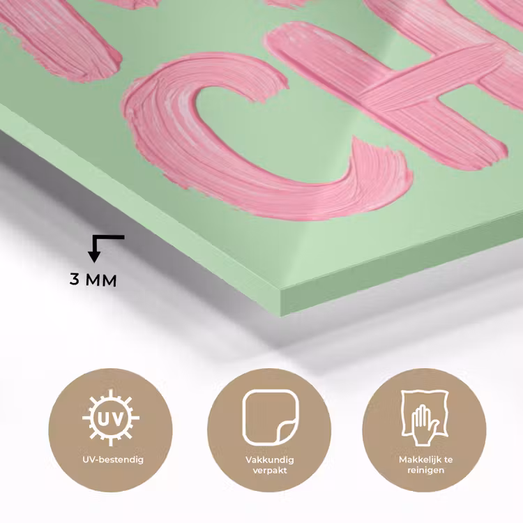 Mon cheri - Groen - Roze plexiglas 5mm klein -sfeer2