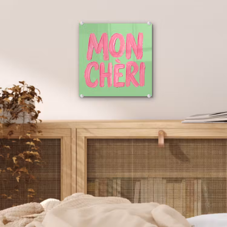 Mon cheri - Groen - Roze plexiglas 5mm klein -sfeer4