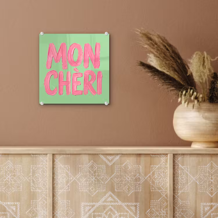 Mon cheri - Groen - Roze plexiglas 5mm klein -sfeer5