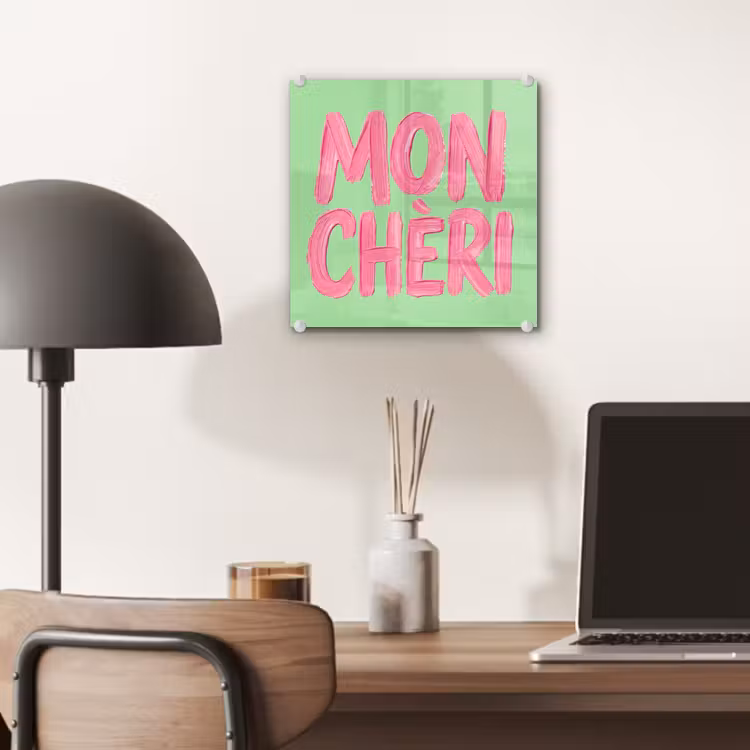 Mon cheri - Groen - Roze plexiglas 5mm klein -sfeer6