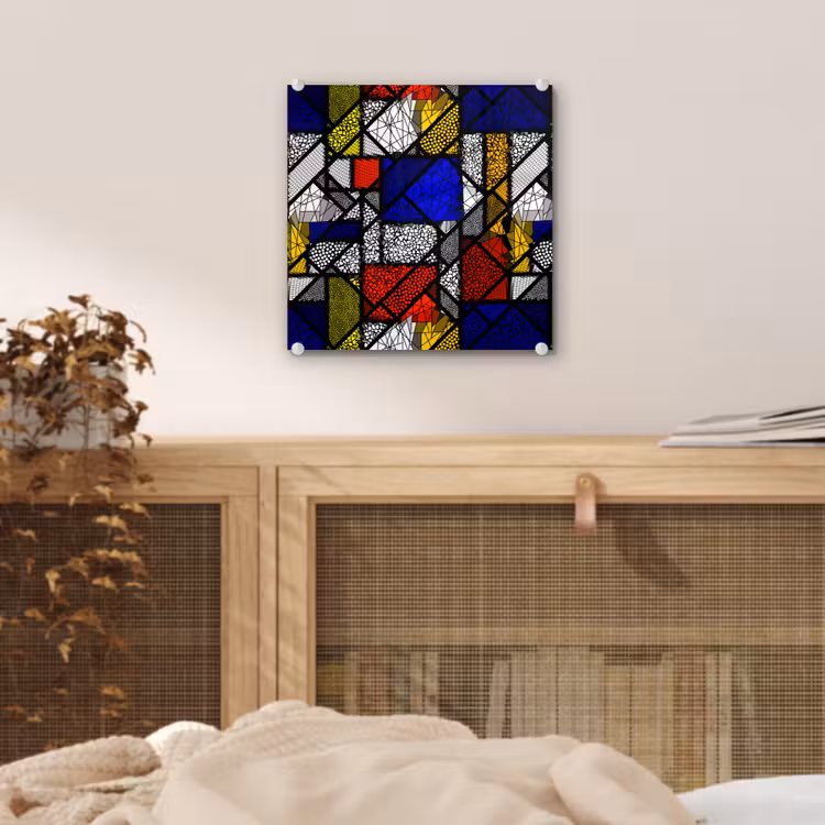 Mondriaan - Glas in lood - Oude Meesters - Kunstwerk - Abstract - Schilderij plexiglas 5mm klein -sfeer4