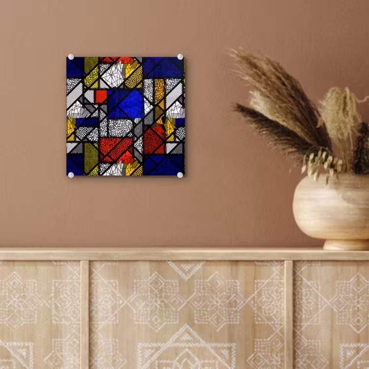 Mondriaan - Glas in lood - Oude Meesters - Kunstwerk - Abstract - Schilderij plexiglas 5mm klein -sfeer5