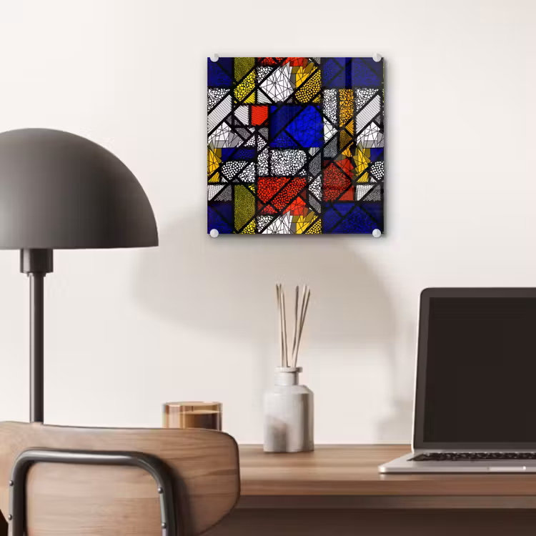 Mondriaan - Glas in lood - Oude Meesters - Kunstwerk - Abstract - Schilderij plexiglas 5mm klein -sfeer6