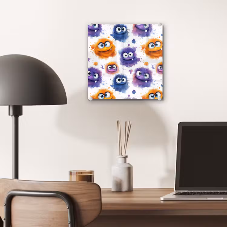 Monstertjes - Aquarel - Kleurrijk plexiglas 5mm klein 11 -sfeer6