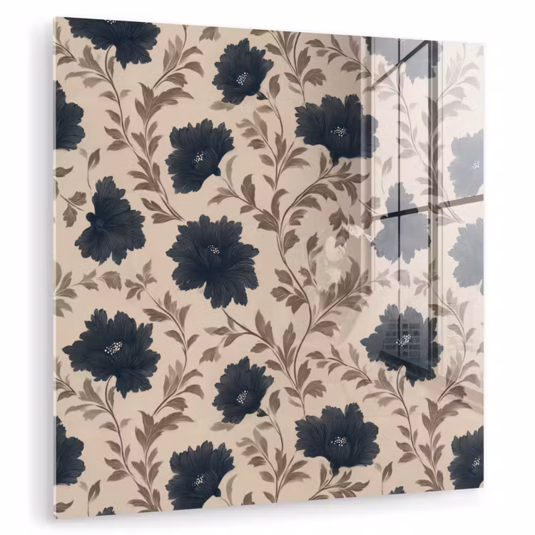 Motief - Bloemen - Zwart - Beige plexiglas 5mm klein 11 -zzzproduct_nieuw