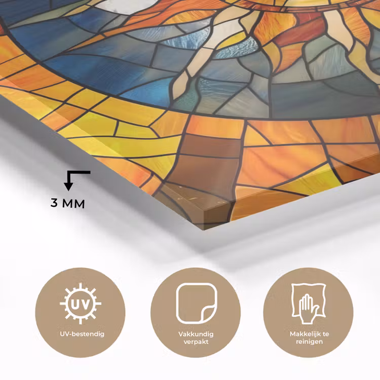 Mozaïek - Zon - Geel - Cirkel plexiglas 5mm klein -sfeer2