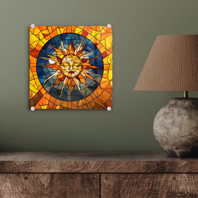 Mozaïek - Zon - Geel - Cirkel plexiglas 5mm klein -sfeer3