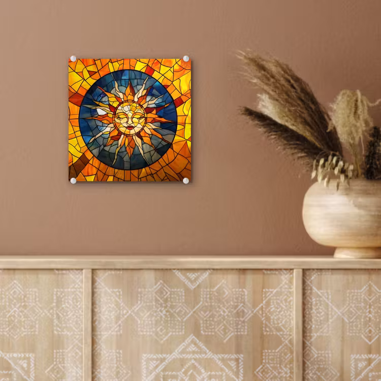 Mozaïek - Zon - Geel - Cirkel plexiglas 5mm klein -sfeer5