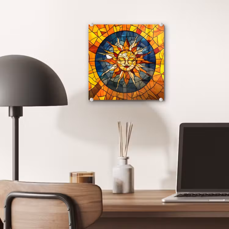 Mozaïek - Zon - Geel - Cirkel plexiglas 5mm klein -sfeer6