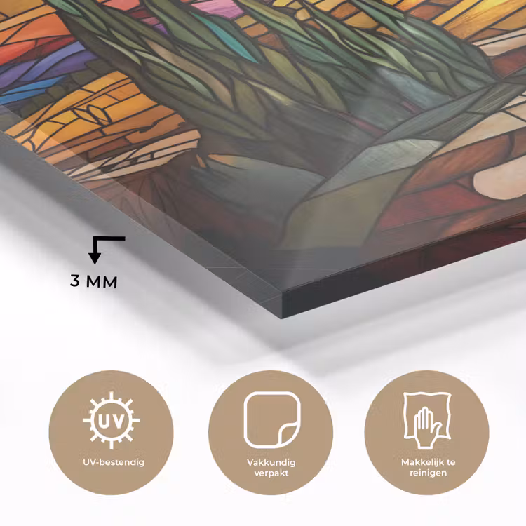 Mozaïek - Zon - Landschap - Dorp plexiglas 5mm klein -sfeer2