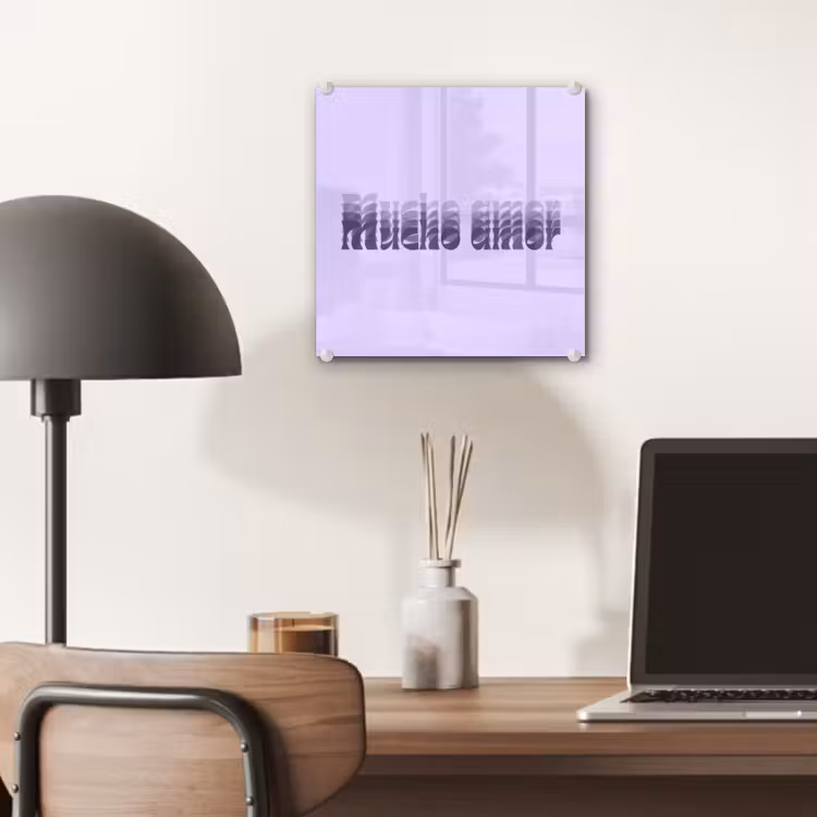 Mucho amor - Paars - Gelaagde letters plexiglas 5mm klein -sfeer6