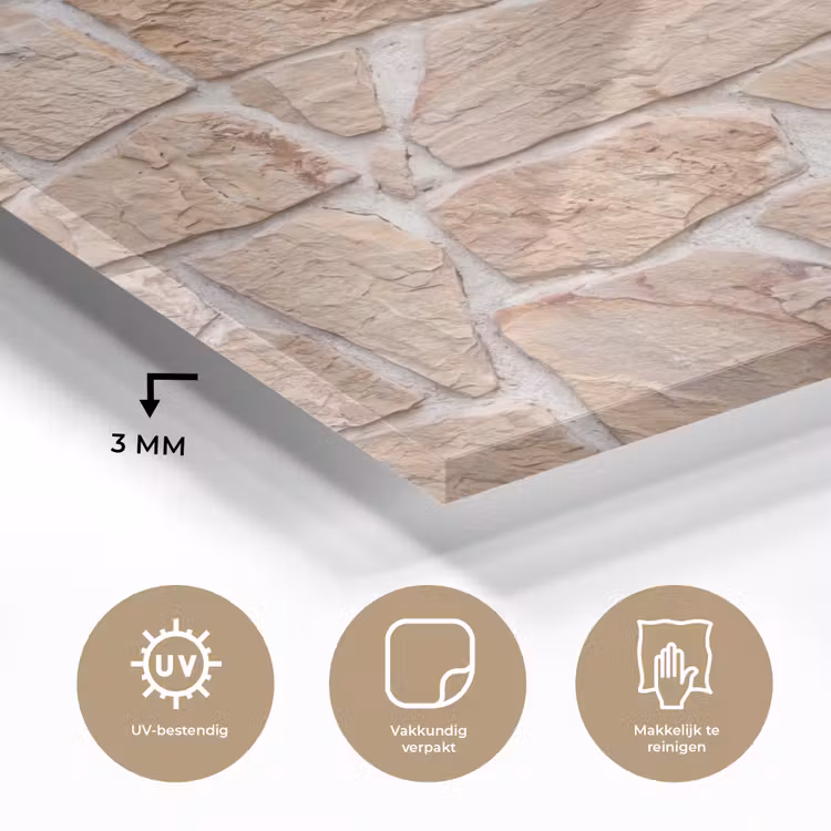 Muur - Steen - Patroon - Rustiek - Beige plexiglas 5mm klein -sfeer2