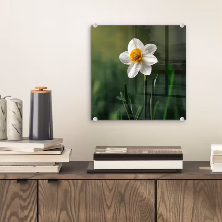 Narcis - Bloem - Wit - Grassprieten plexiglas 5mm klein -sfeer1
