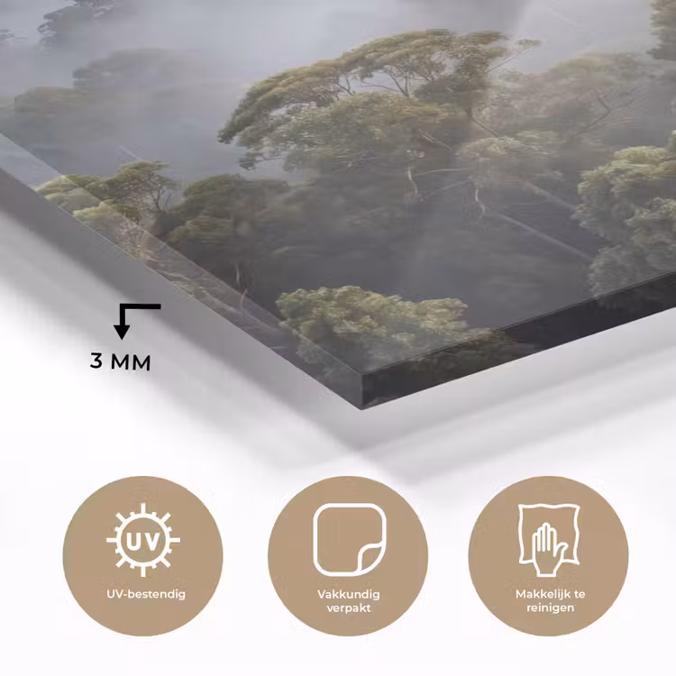 Natuur - Mist - Bos - Ochtend - Goud plexiglas 5mm klein -sfeer2
