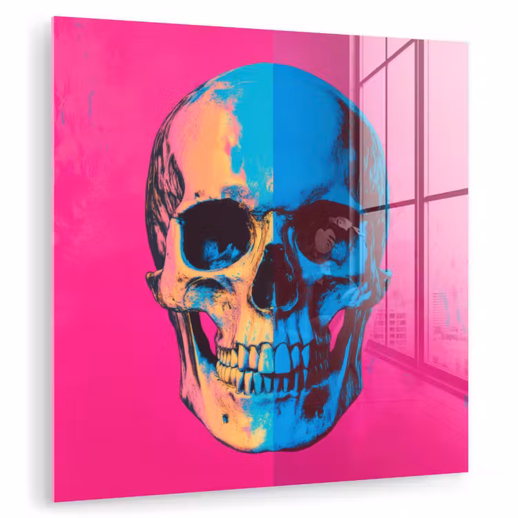 Neon - Blauw - Pop-art - Schedel plexiglas 5mm klein -zzzproduct_nieuw