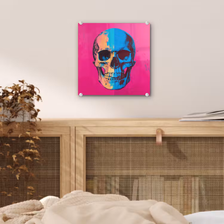 Neon - Blauw - Pop-art - Schedel plexiglas 5mm klein -sfeer4