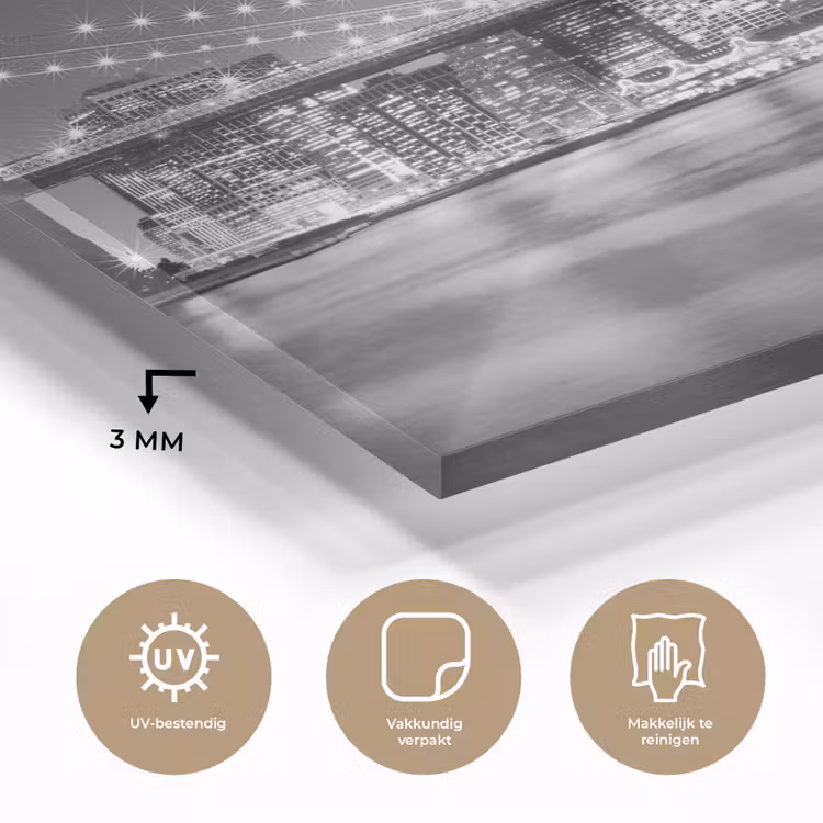 New York - Brug - Brooklyn - Zwart wit - Architectuur plexiglas 5mm klein -sfeer2