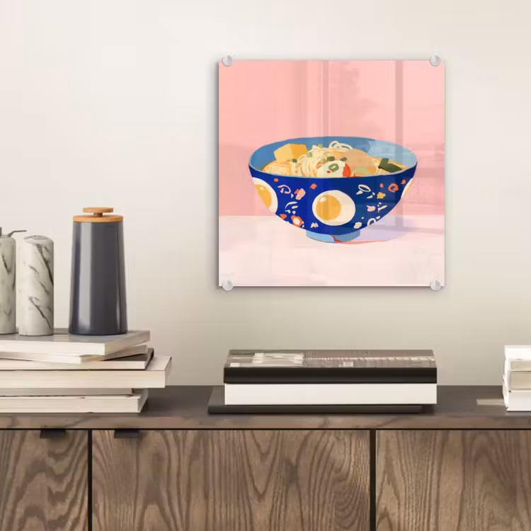 Noodles - Kom - Blauw - Illustratie plexiglas 5mm klein -sfeer1