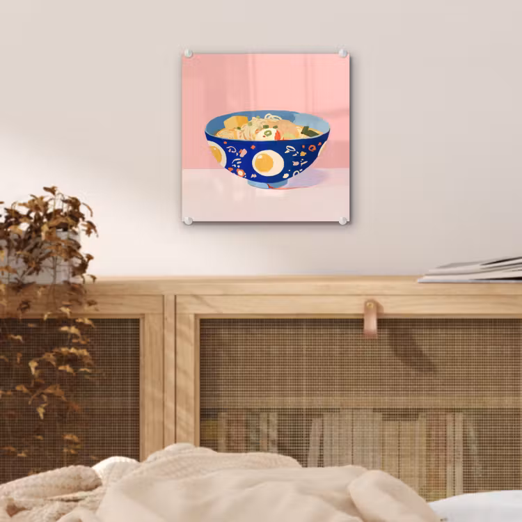 Noodles - Kom - Blauw - Illustratie plexiglas 5mm klein -sfeer4