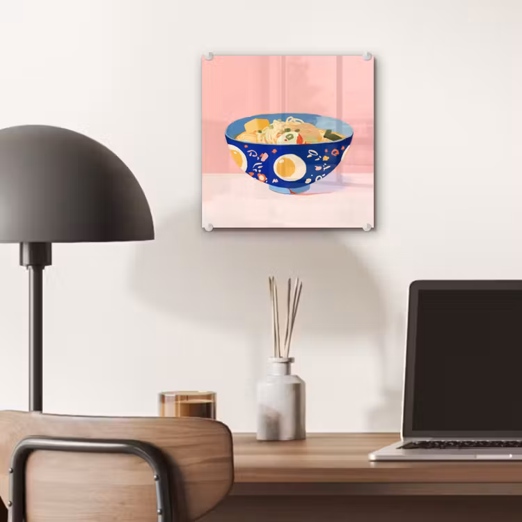 Noodles - Kom - Blauw - Illustratie plexiglas 5mm klein -sfeer6