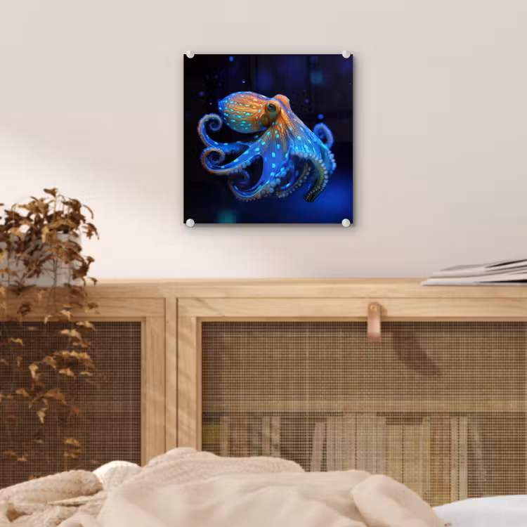 Octopus - Stippen - Blauw - Zee plexiglas 5mm klein -sfeer4