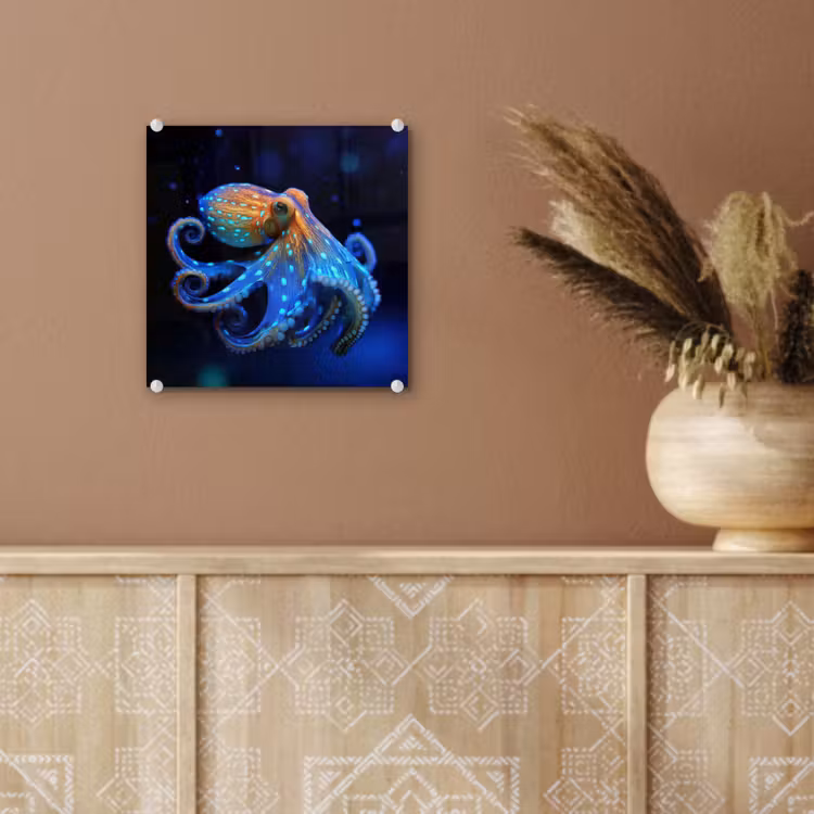 Octopus - Stippen - Blauw - Zee plexiglas 5mm klein -sfeer5