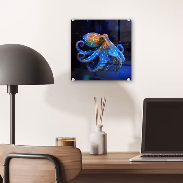 Octopus - Stippen - Blauw - Zee plexiglas 5mm klein -sfeer6