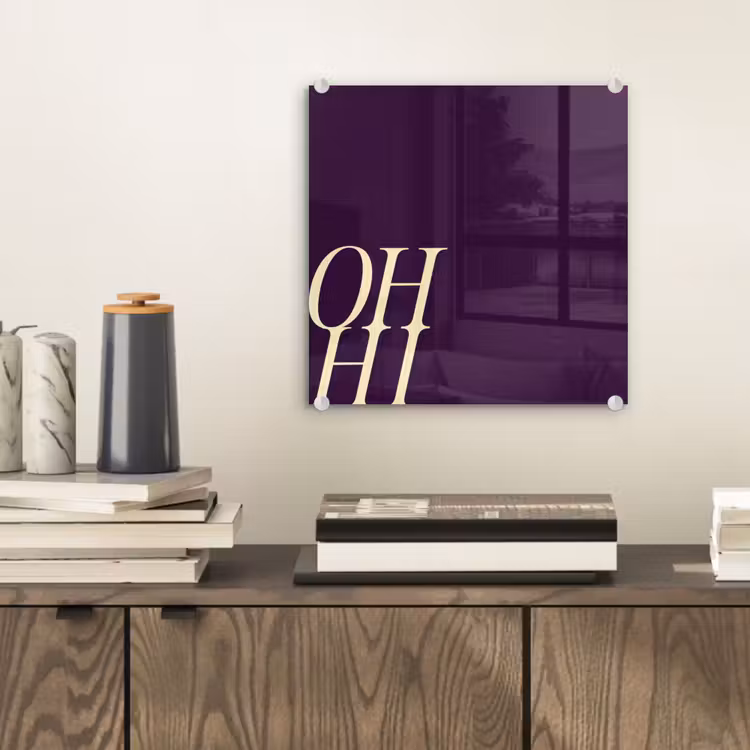 Oh hi - Paars - Cursief plexiglas 5mm klein -sfeer1