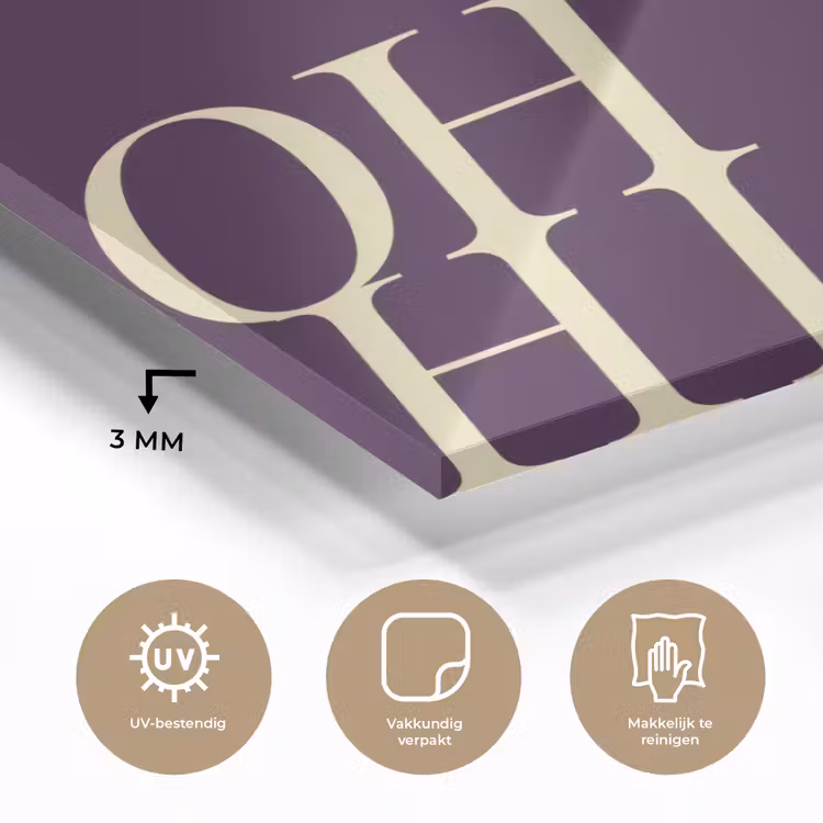 Oh hi - Paars - Cursief plexiglas 5mm klein -sfeer2