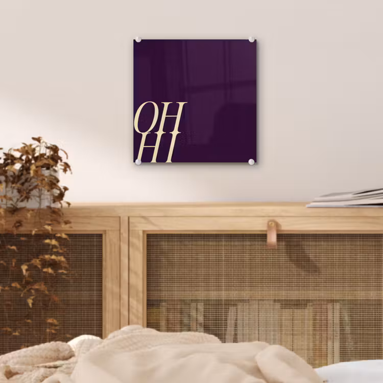 Oh hi - Paars - Cursief plexiglas 5mm klein -sfeer4