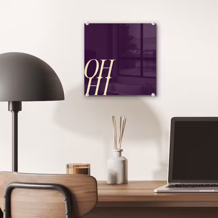 Oh hi - Paars - Cursief plexiglas 5mm klein -sfeer6