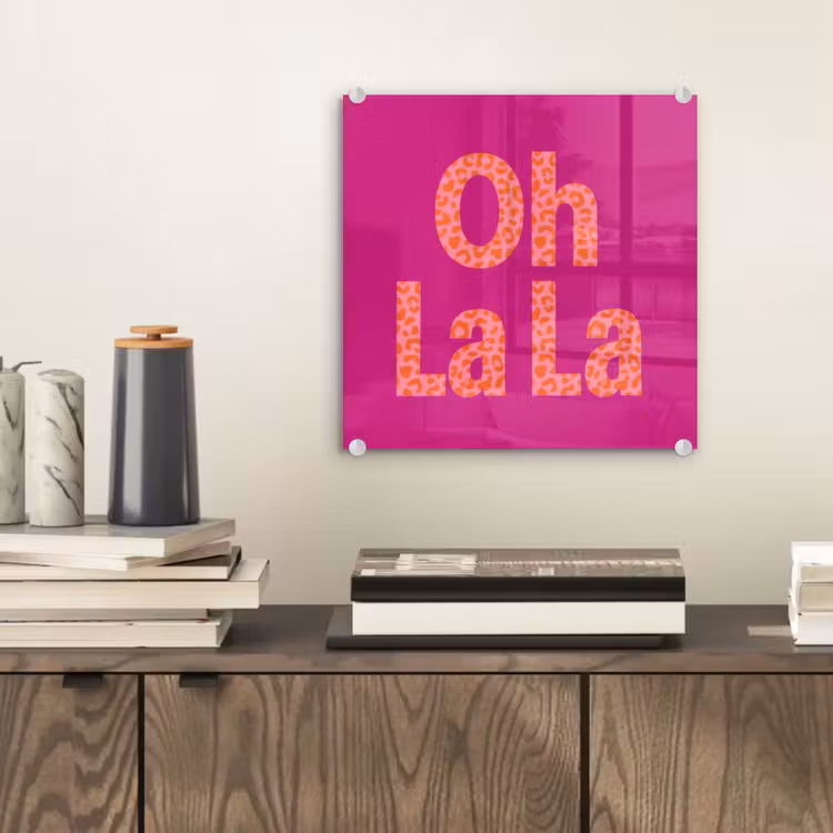 Oh la la - Luipaardprint - Roze plexiglas 5mm klein -sfeer1