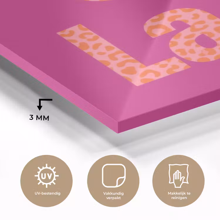 Oh la la - Luipaardprint - Roze plexiglas 5mm klein -sfeer2