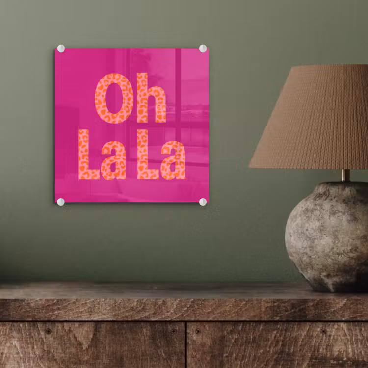 Oh la la - Luipaardprint - Roze plexiglas 5mm klein -sfeer3