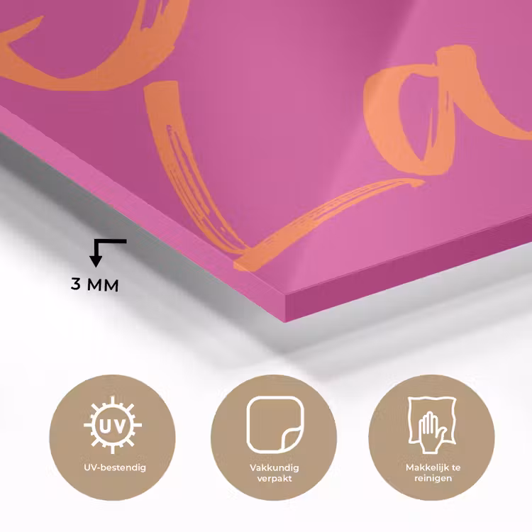 Oh la la - Oranje - Roze plexiglas 5mm klein -sfeer2
