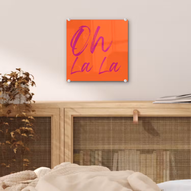 Oh la la - Oranje - Roze - Grafisch plexiglas 5mm klein -sfeer4