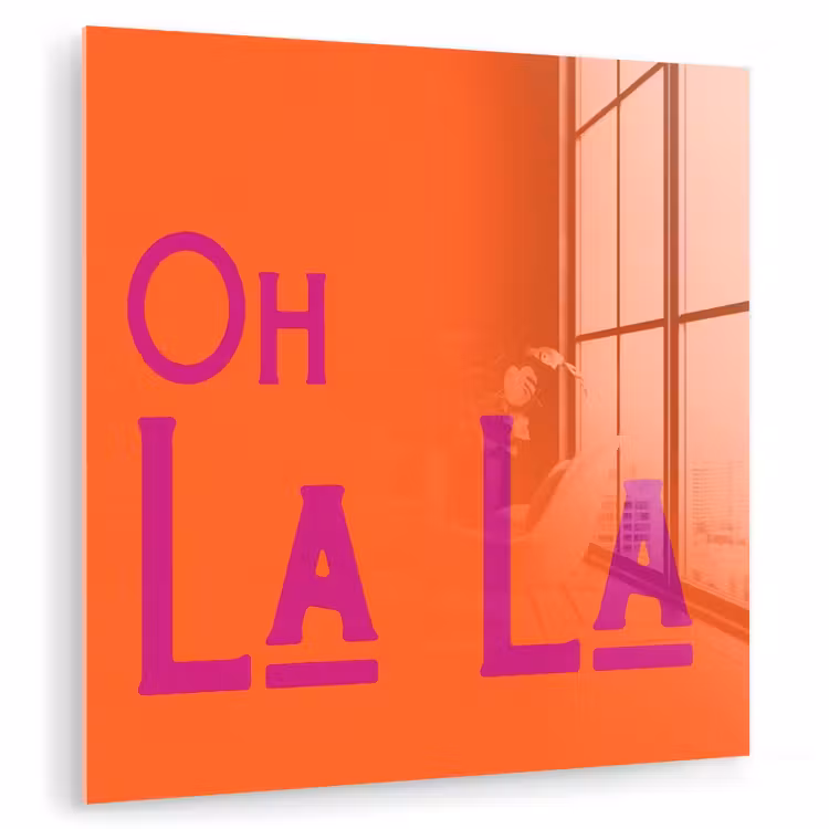 Oh la la - Oranje - Roze - Scheeflettertype plexiglas 5mm klein -zzzproduct_nieuw