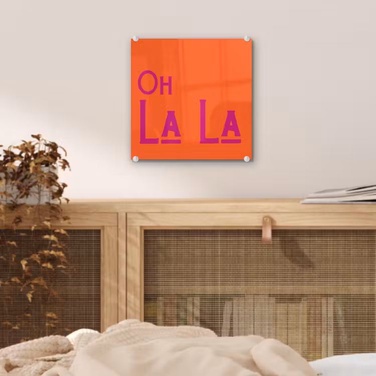 Oh la la - Oranje - Roze - Scheeflettertype plexiglas 5mm klein -sfeer4