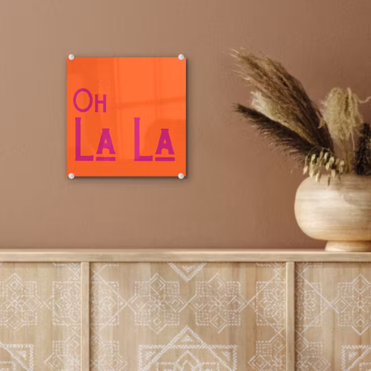 Oh la la - Oranje - Roze - Scheeflettertype plexiglas 5mm klein -sfeer5