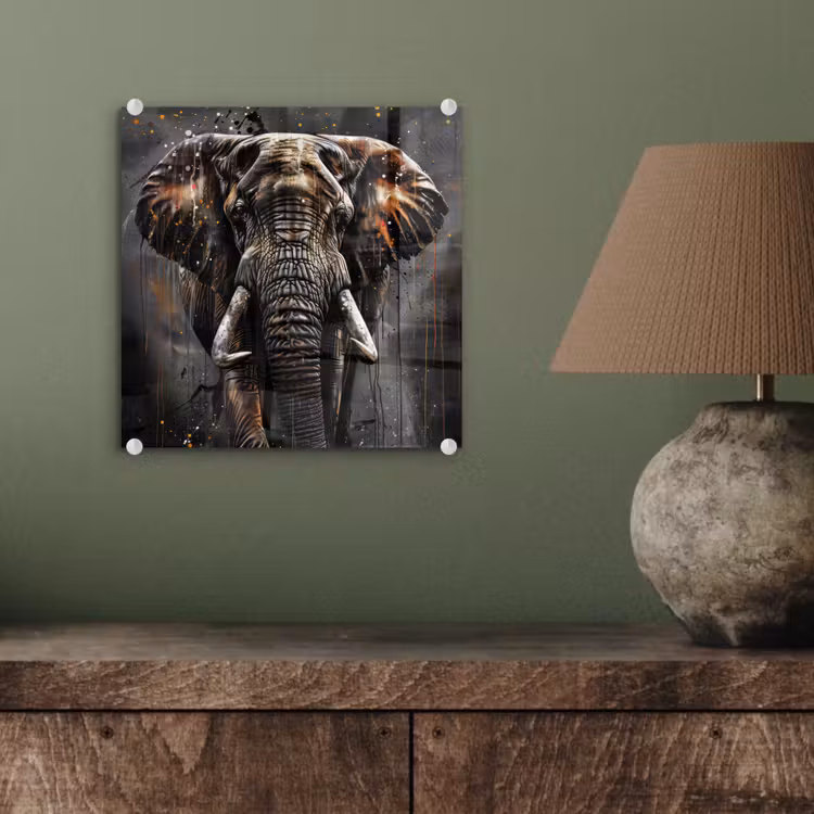 Olifant - Watercolor - Wilde dieren - Luxe plexiglas 5mm klein -sfeer3